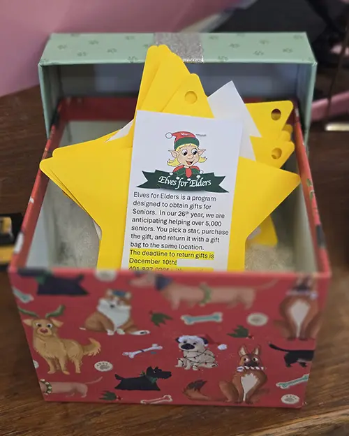 decorated box filled with stars